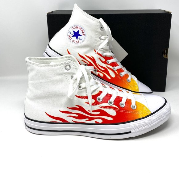 Converse Other - Converse Men's Size CTAS White Yellow Orange Red Flame Canvas Hi Sneaker 166257F